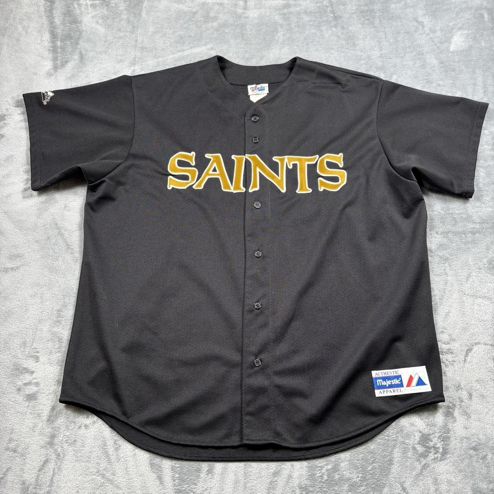 Vintage New Orleans Saints Majestic Sewn Baseball Jersey Mens XXL USA Made Rare